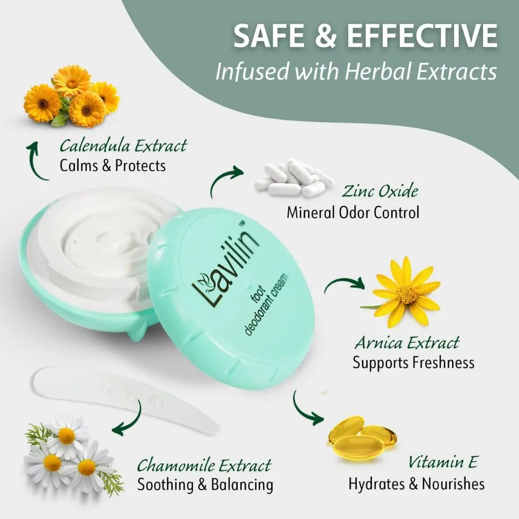 Lavilin Foot Deodorant Cream - No Aluminum, Sensitive Skin, Up to 7 Days Odor Control - view 4