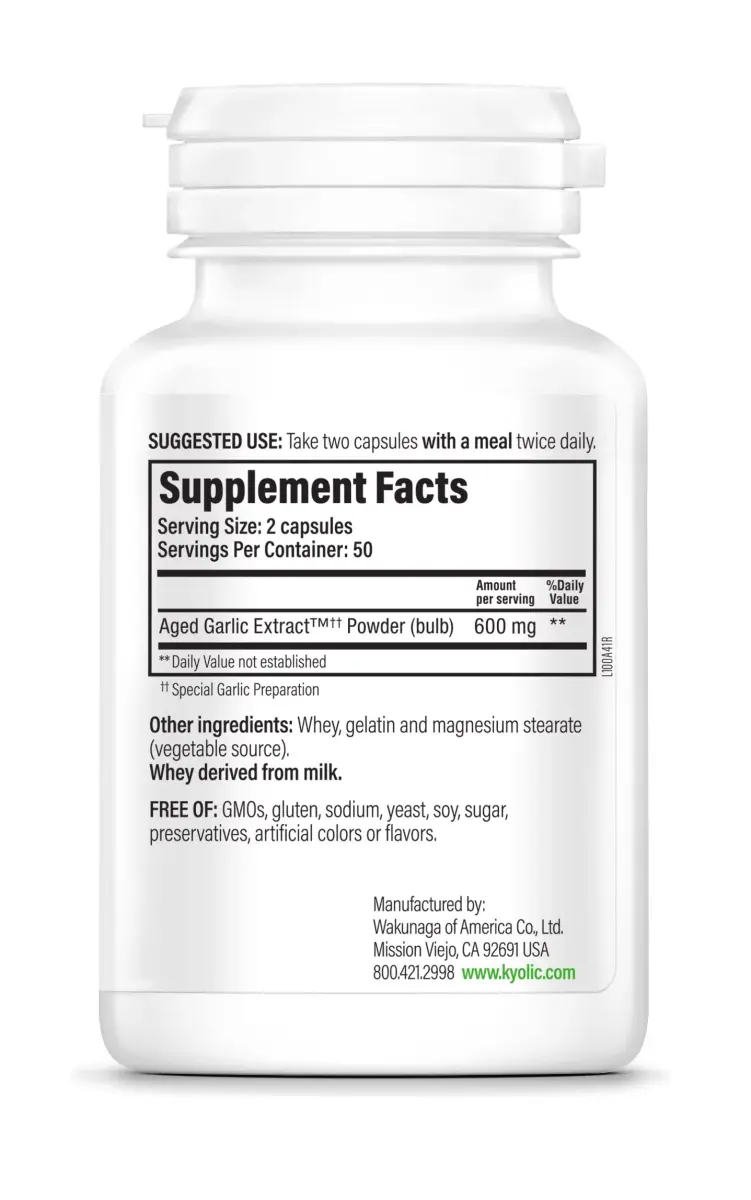 Kyolic Aged Garlic Extract Formula 100 Capsules | Cardiovascular & Circulatory Health Support (100 Count) - view 3