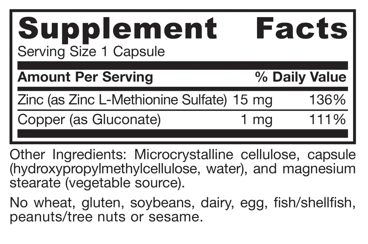 Jarrow Formulas Zinc Balance 15 mg Zinc with Copper 100 Capsules | Immune Support Supplement - view 6
