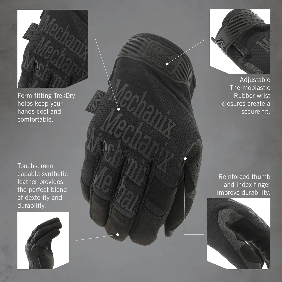 Mechanix Wear Original Tactical Covert Gloves Small | Impact & Abrasion Resistant, Touchscreen Compatible - view 3