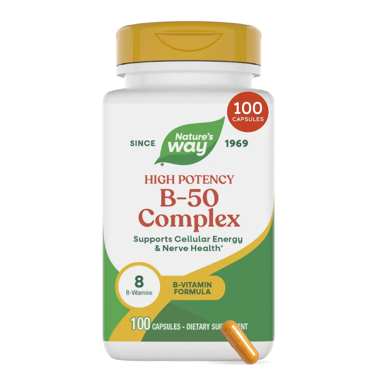 Nature's Way B-50 Complex Supports Cellular Energy & Nerve Health 100 Capsules | Gluten Free - main product image