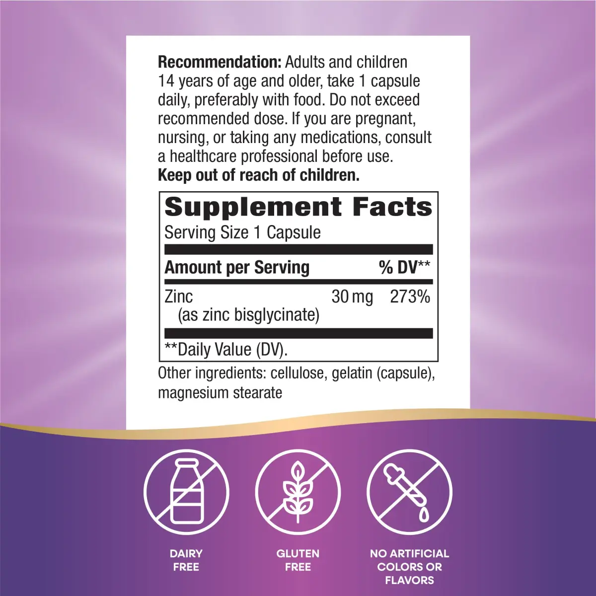 Nature's Way Zinc Chelate Mineral Supplement 30 mg 100 Capsules | Supports Immune Function - view 5