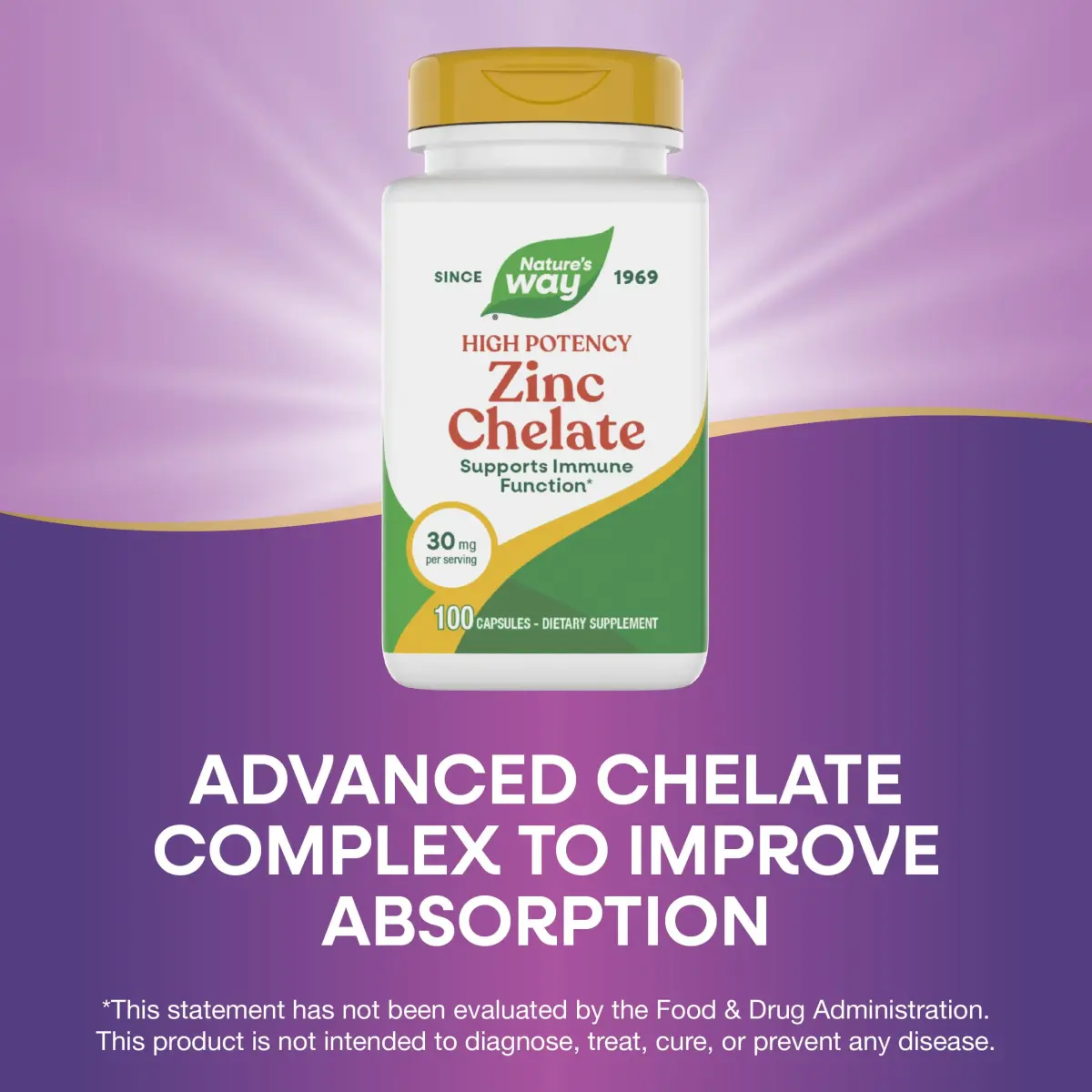 Nature's Way Zinc Chelate Mineral Supplement 30 mg 100 Capsules | Supports Immune Function - view 4