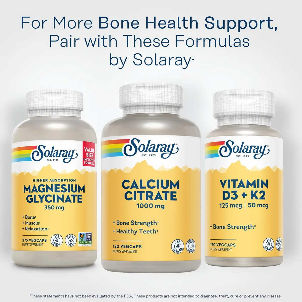 SOLARAY Calcium Citrate 1000 mg 120 VegCaps | Bone Health Supplement with Chelated Calcium - view 6