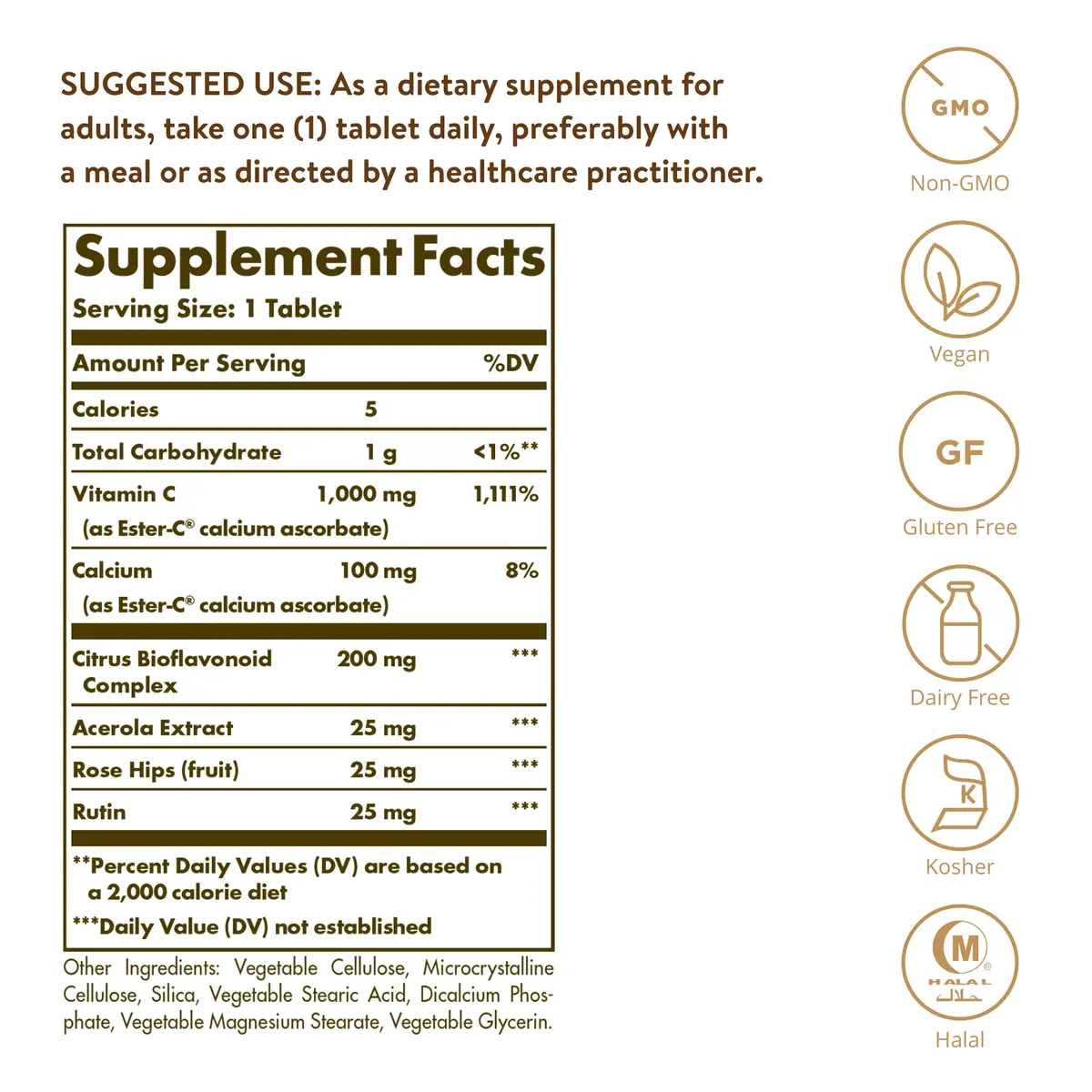 Solgar Ester-C Plus 1000 mg Vitamin C Tablets | Gentle, Non Acidic, Immune Support - view 2