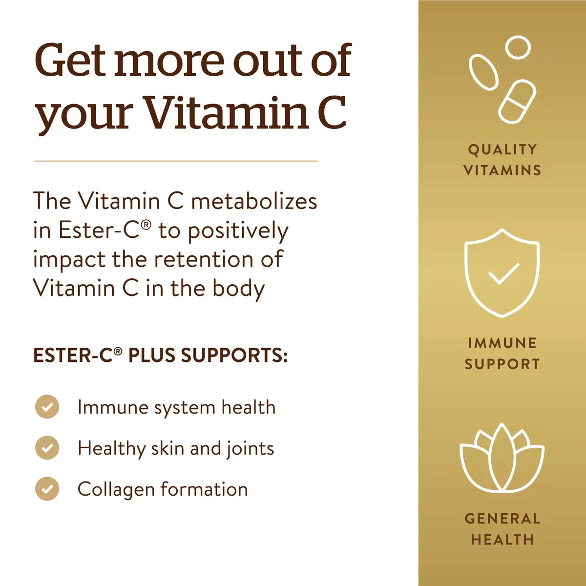 Solgar Ester-C Plus 1000 mg Vitamin C Tablets | Gentle, Non Acidic, Immune Support - view 3