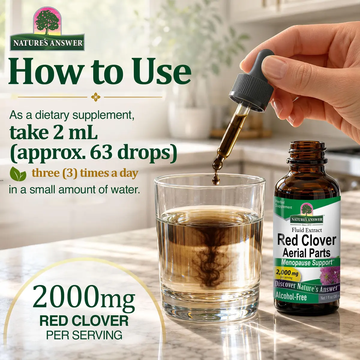 Nature's Answer Red Clover Liquid Extract 30ml (1 Fl Oz) | Menopause Support for Hormonal Balance - view 7