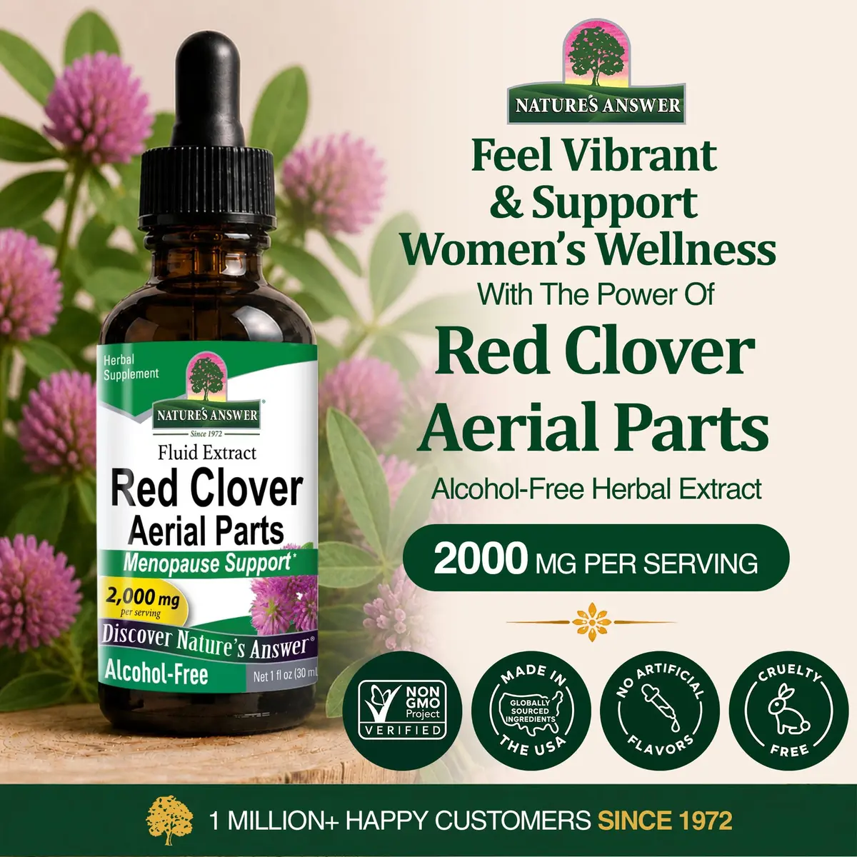 Nature's Answer Red Clover Liquid Extract 30ml (1 Fl Oz) | Menopause Support for Hormonal Balance - view 2
