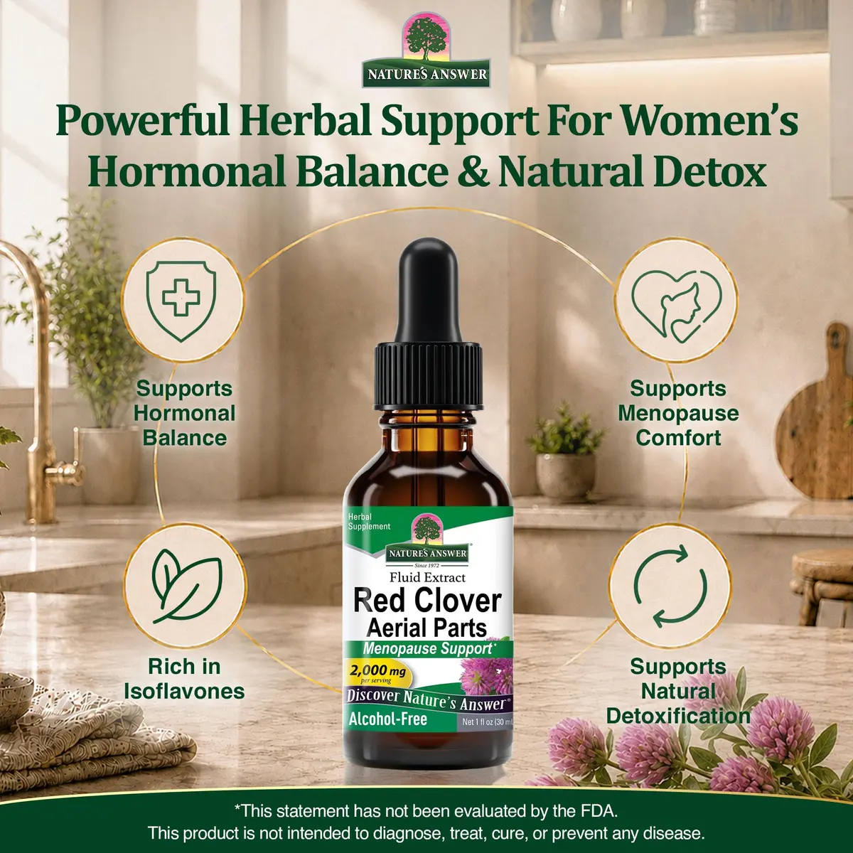 Nature's Answer Red Clover Liquid Extract 30ml (1 Fl Oz) | Menopause Support for Hormonal Balance - view 3