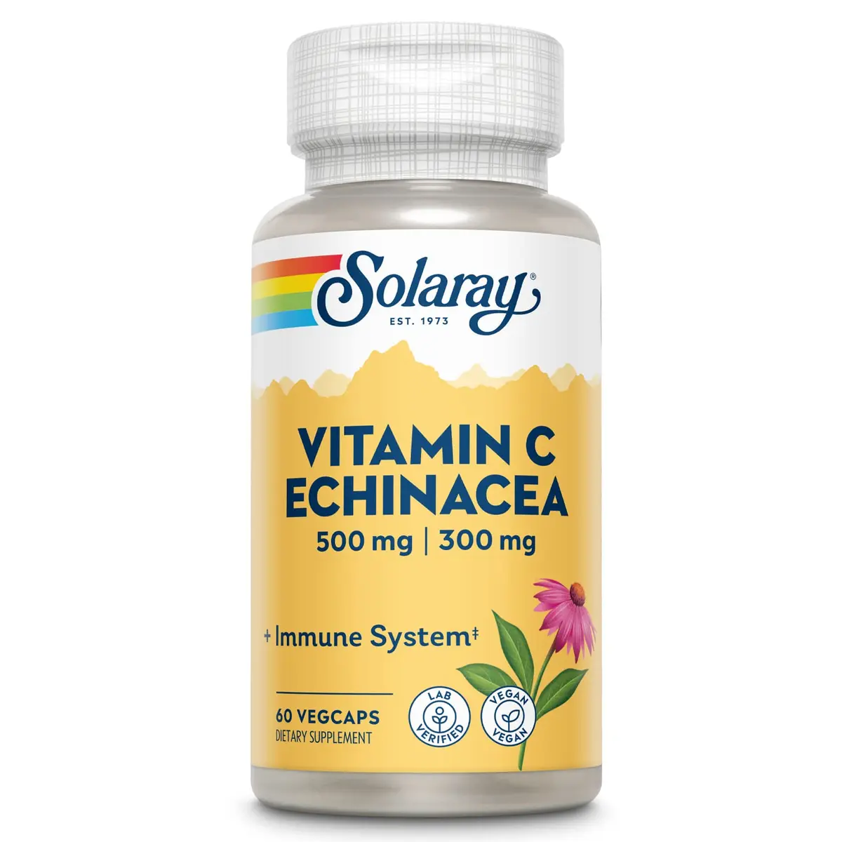 SOLARAY Vitamin C & Echinacea Root | 60 VegCaps | Supports Immune & Respiratory Health - main product image