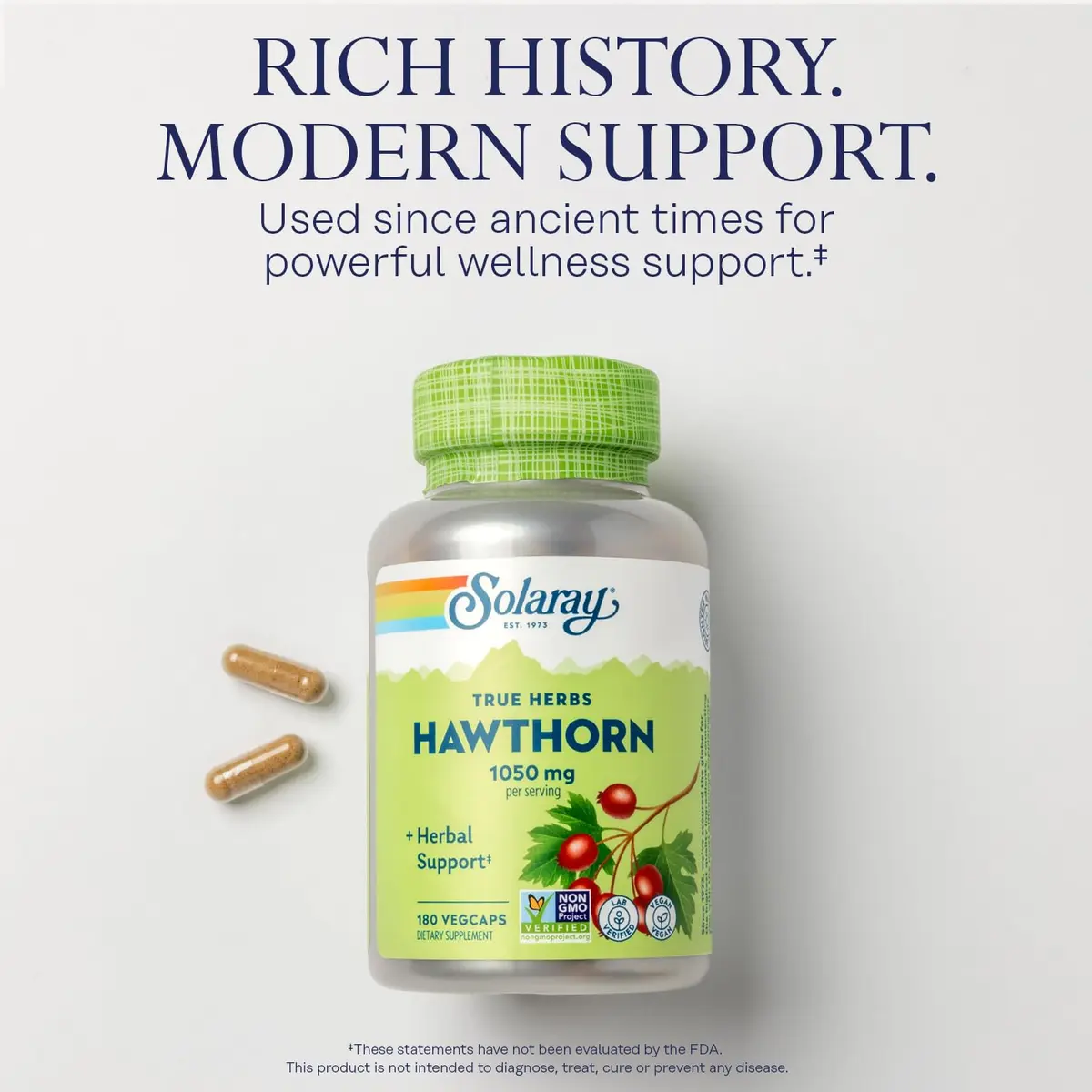 SOLARAY Hawthorn Berry Capsules 1050 mg | Herbal Support for Heart & Wellness - view 3