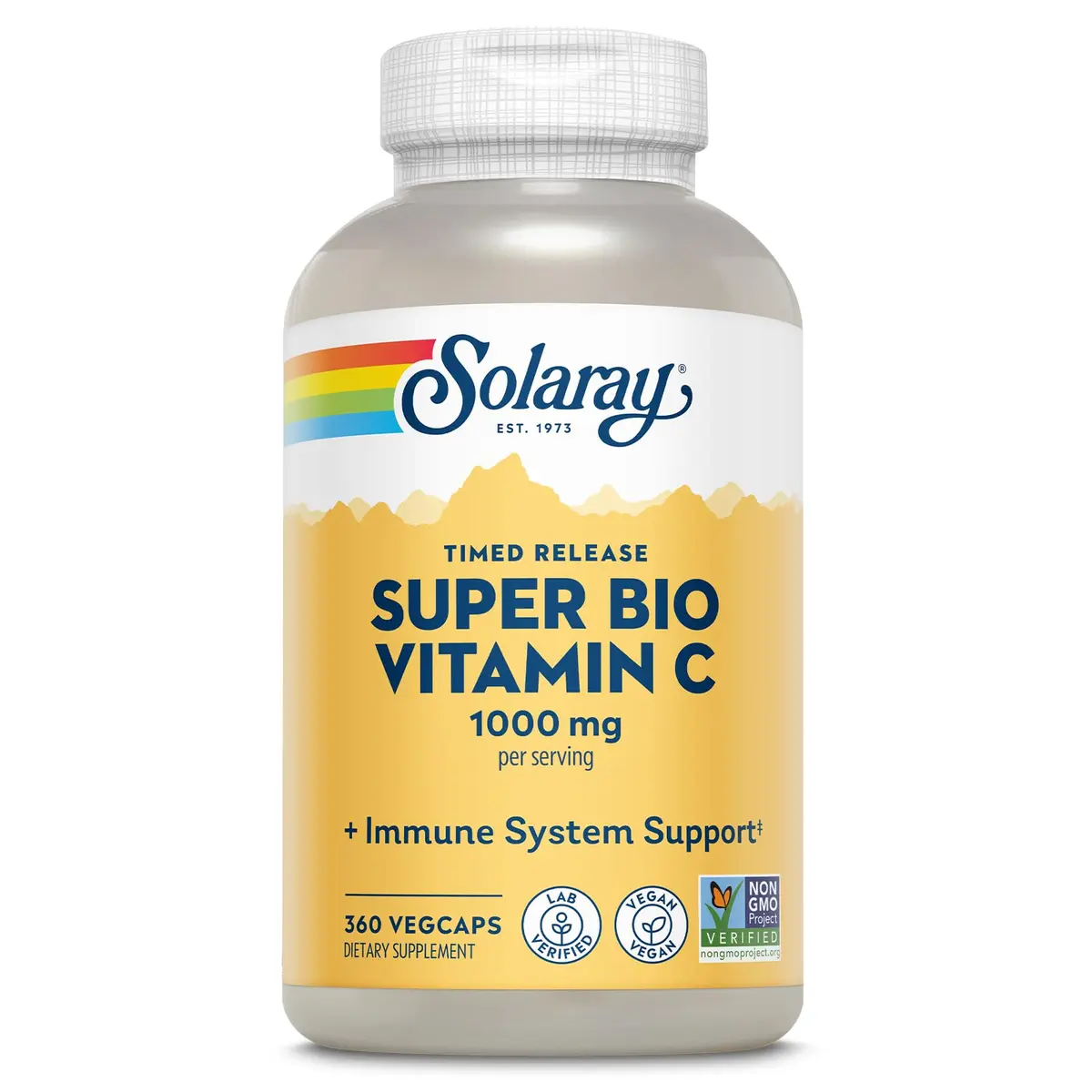 SOLARAY Super Bio Buffered Vitamin C 1000 mg Time Release, 360 VegCaps | Supports Immunity & Heart - main product image