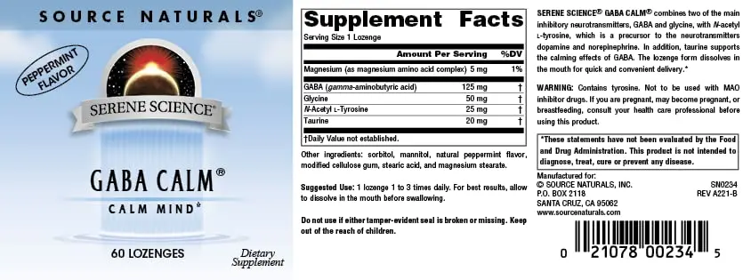 Source Naturals Serene Science GABA Calm Mind - 60 Lozenges | Supports Calm Mood with GABA & Taurine - view 4