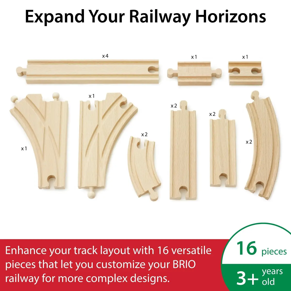 BRIO World Expansion Pack Intermediate - Wooden Train Tracks with Switches | Grow Railway System - view 2