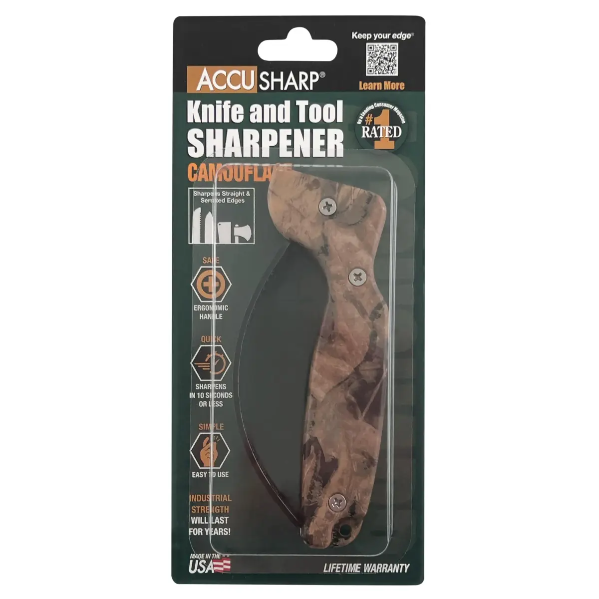 AccuSharp Knife Sharpener Camo Handle | Restores & Hones Straight & Serrated Knives - view 3