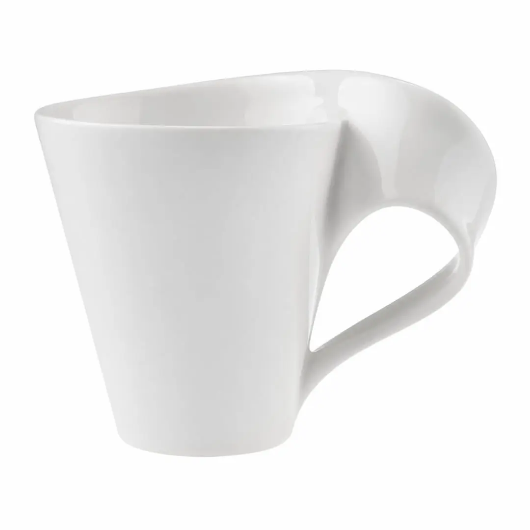 Villeroy & Boch NewWave Caffe Coffee Mug, Creamy White, 8 oz | Modern asymmetrical wave design - main product image