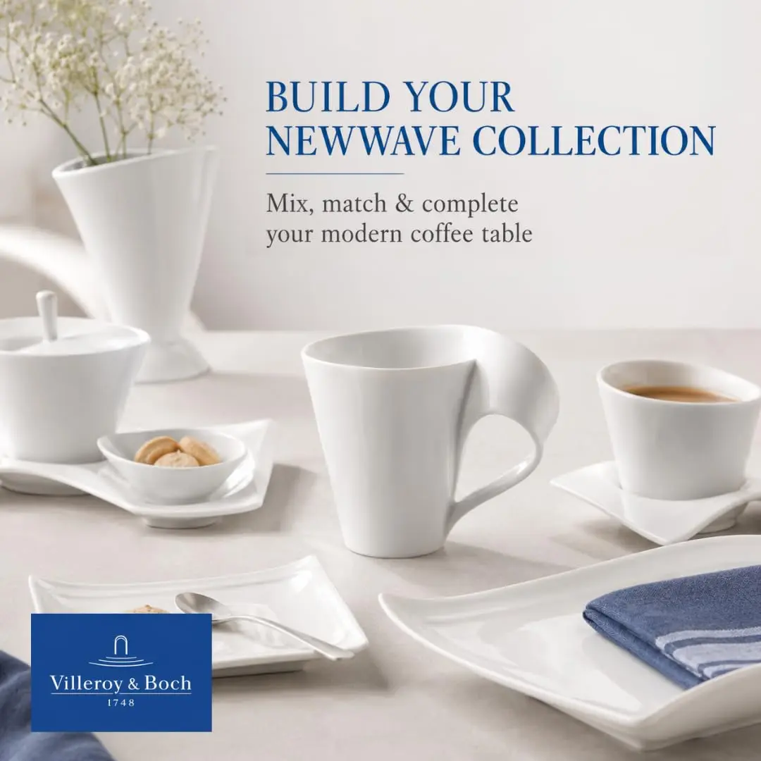 Villeroy & Boch NewWave Caffe Coffee Mug, Creamy White, 8 oz | Modern asymmetrical wave design - view 7