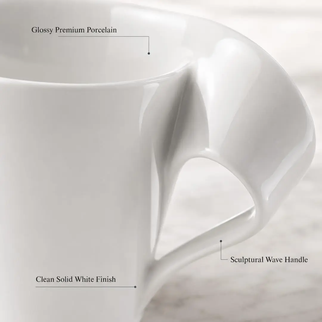 Villeroy & Boch NewWave Caffe Coffee Mug, Creamy White, 8 oz | Modern asymmetrical wave design - view 3