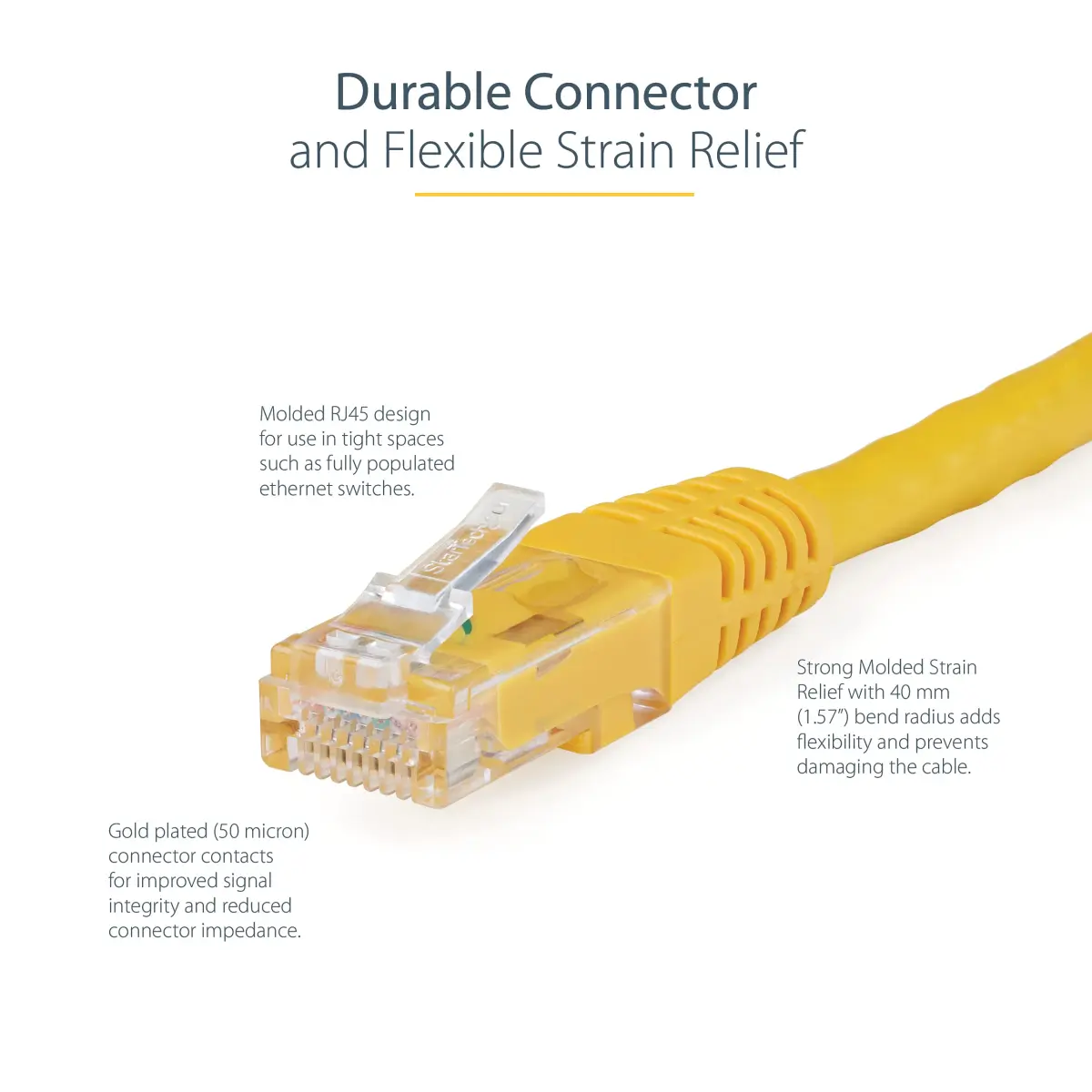 StarTech.com 10ft (3m) Cat 6 Ethernet Cable - Yellow UTP RJ45 Network Patch Cord | Gigabit Speeds & PoE Support - view 3