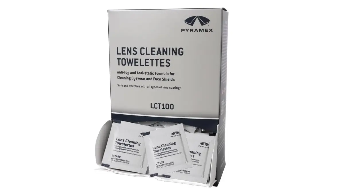 Pyramex Safety Individually Packaged Lens Cleaning Towelettes 100 Piece | Streak-Free for Lenses & Screens - main product image
