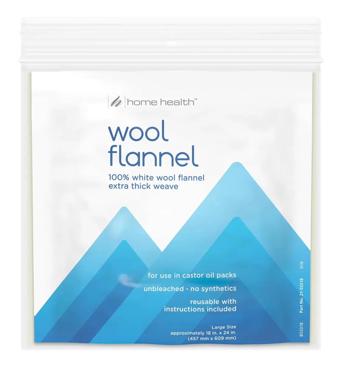 Home Health Wool Flannel - 100% White Wool, Extra Thick Weave, Reusable for Castor Oil Packs, Small Size, 12in x 18in - main product image