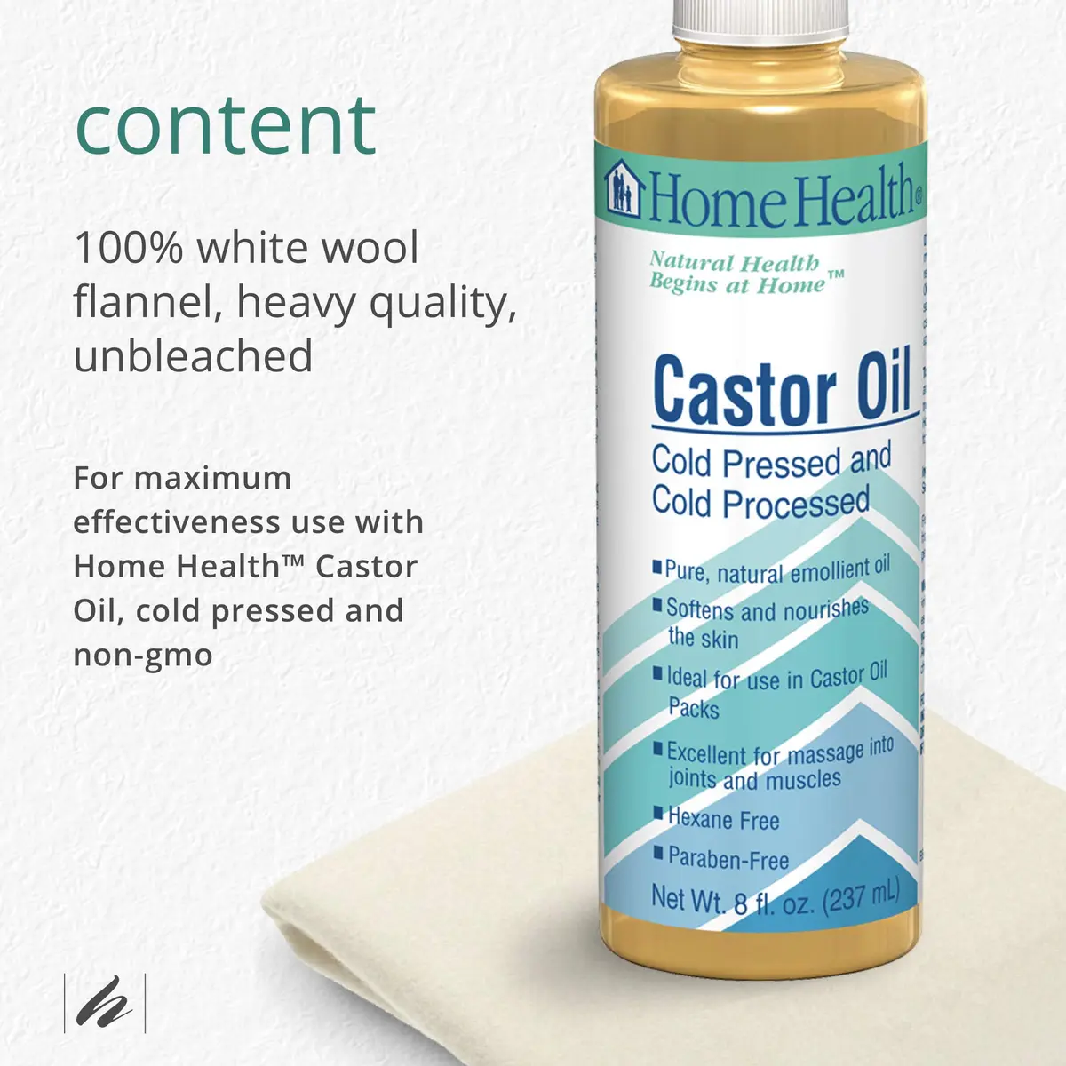 Home Health Wool Flannel - 100% White Wool, Extra Thick Weave, Reusable for Castor Oil Packs, Small Size, 12in x 18in - view 7