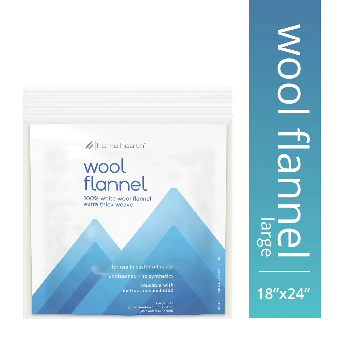 Home Health Wool Flannel - 100% White Wool, Extra Thick Weave, Reusable for Castor Oil Packs, Small Size, 12in x 18in - view 2