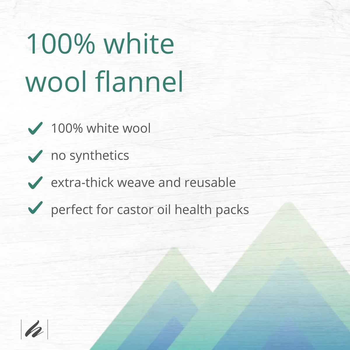 Home Health Wool Flannel - 100% White Wool, Extra Thick Weave, Reusable for Castor Oil Packs, Small Size, 12in x 18in - view 4