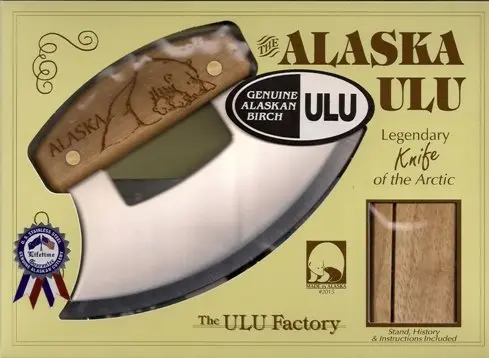 The ULU Factory Alaskan Ulu Knife 6" (15.24 cm) with Birch Handle & Stand | Traditional Forged Blade - view 3