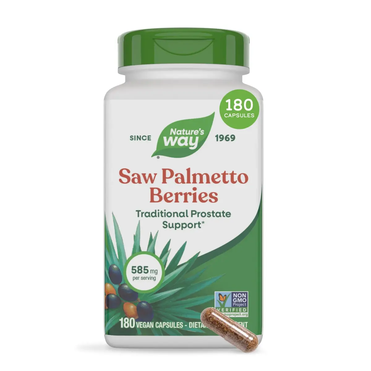 Nature's Way Saw Palmetto Berries Prostate Support 180 Count | Traditional Herbal Supplement for Men - main product image