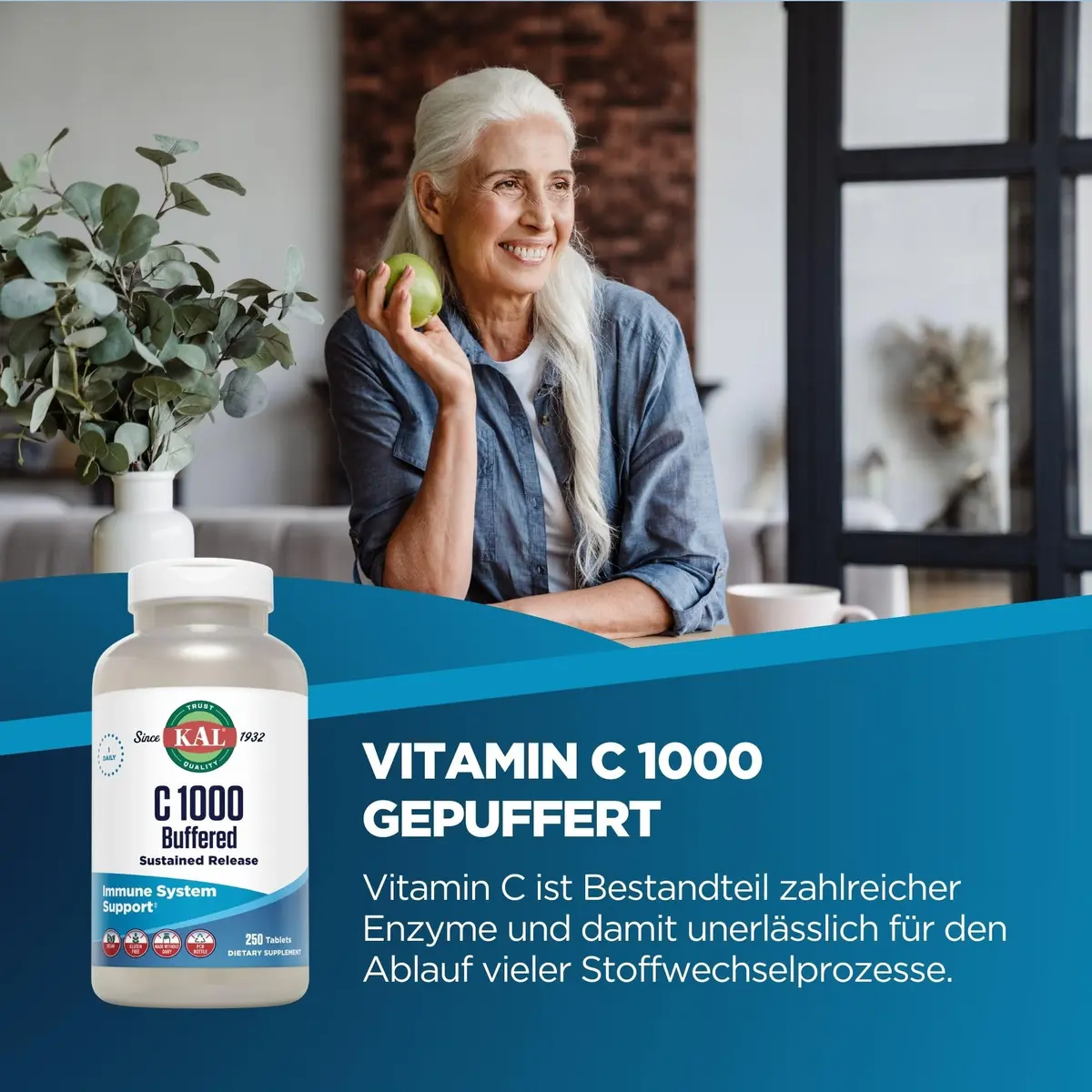 KAL C 1000 Buffered Sustained Release Vitamin C Tablets 1000mg 250 Count | Immune Support Powerhouse - view 2