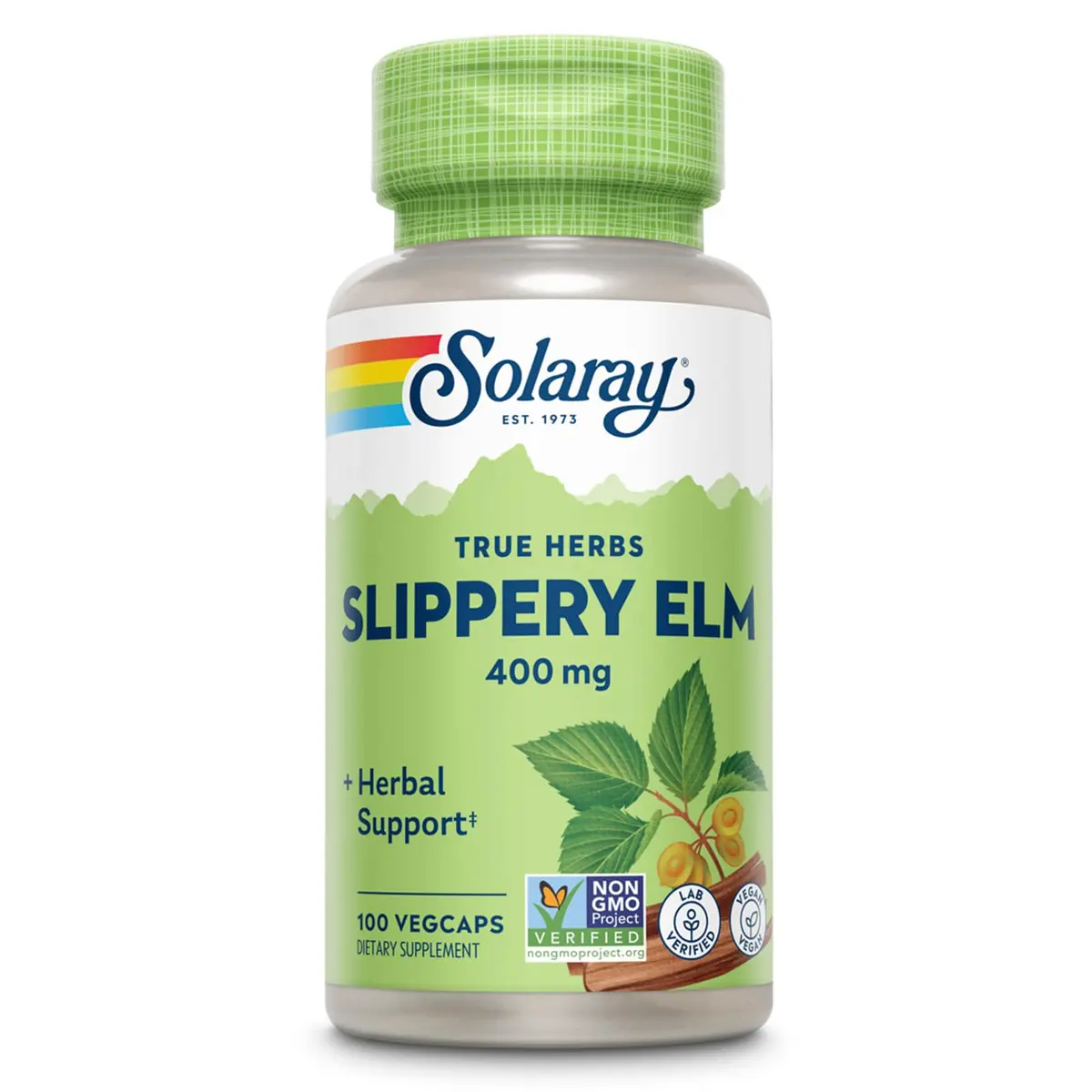 Solaray Slippery Elm Bark 400 mg | Vegan Capsules for Throat & Gut Support - main product image