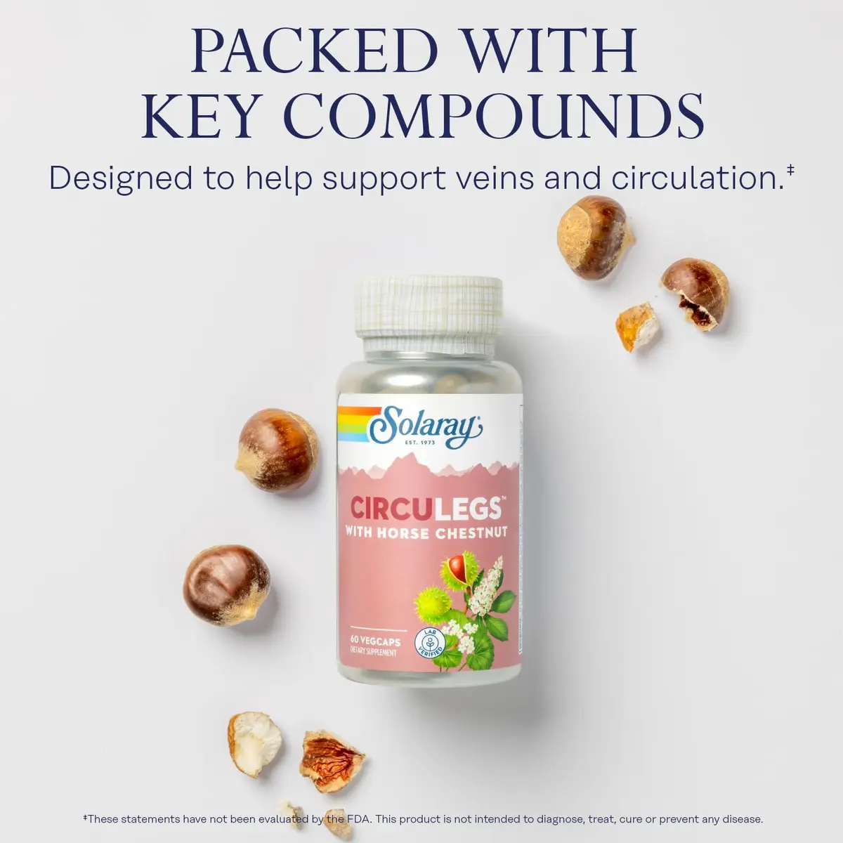 SOLARAY Circulegs 60 VegCaps | Horse Chestnut & Vitamin C for Circulatory Wellness - view 3