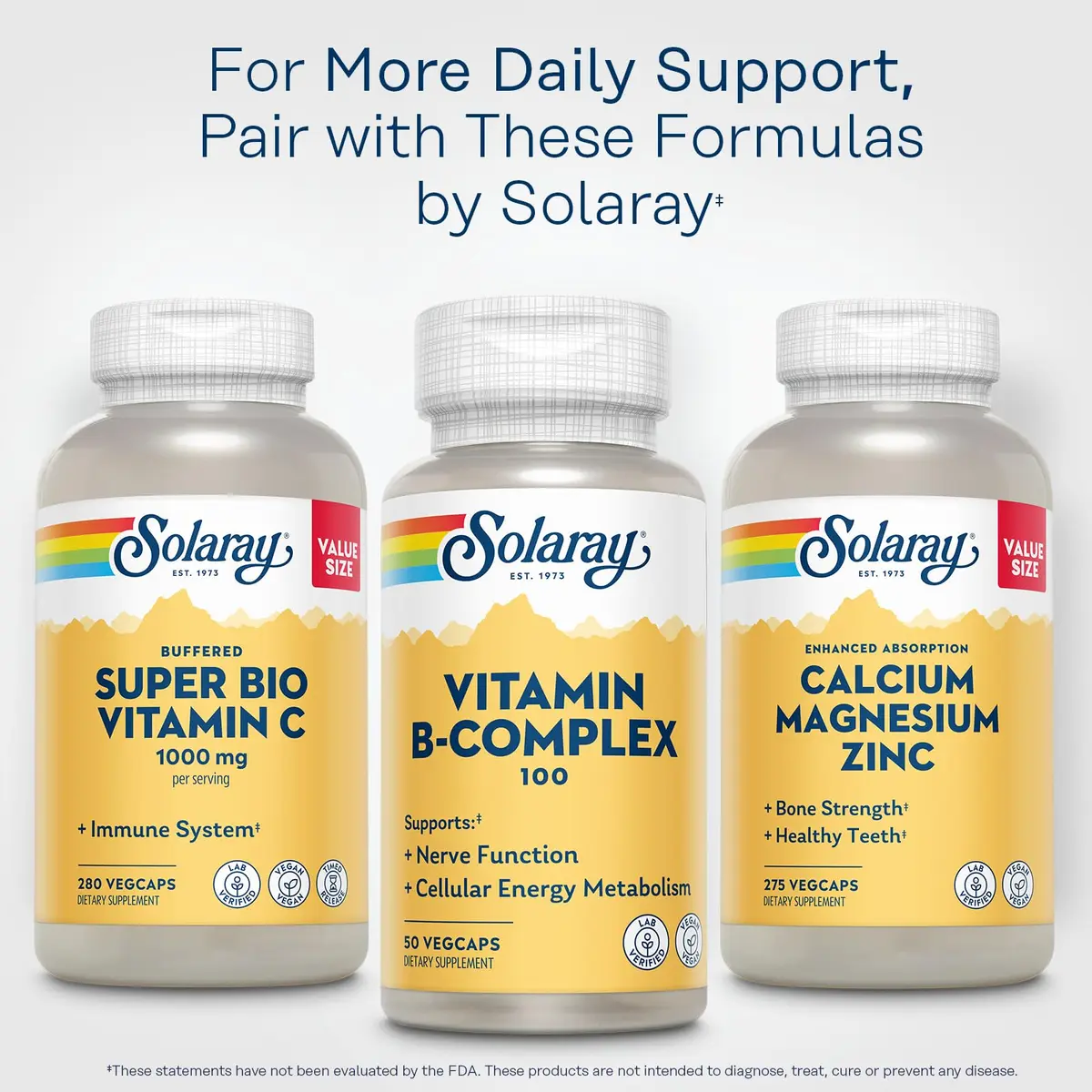 SOLARAY Vitamin B Complex 100mg | Vegan Capsules for Energy & Nerve Support (50 VegCaps) - view 6