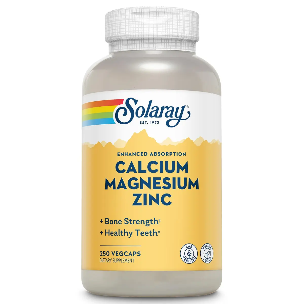 SOLARAY Calcium Magnesium Zinc Supplement - 1000mg Calcium, 500mg Magnesium, 25mg Zinc | Bone & Heart Support - main product image