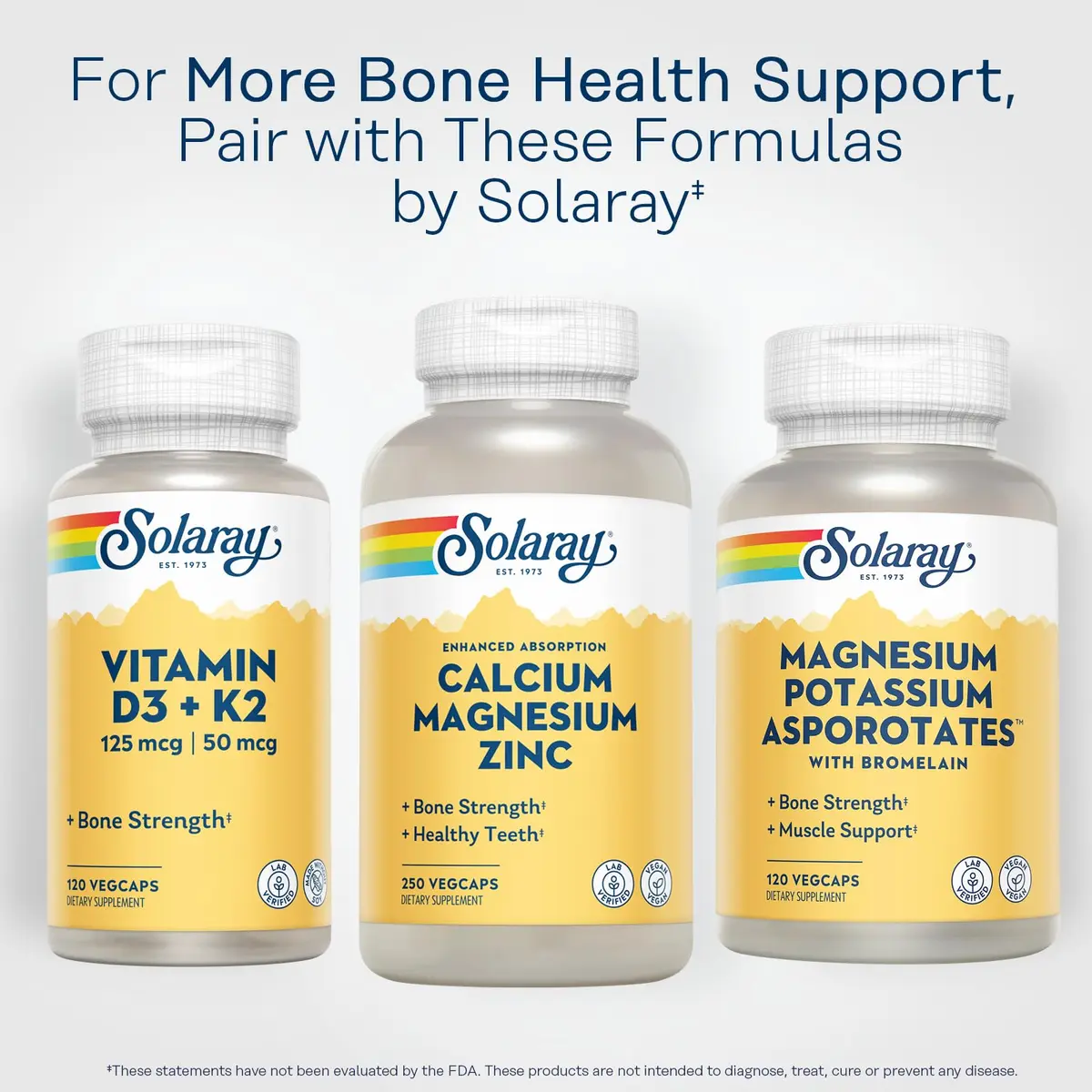 SOLARAY Calcium Magnesium Zinc Supplement - 1000mg Calcium, 500mg Magnesium, 25mg Zinc | Bone & Heart Support - view 6