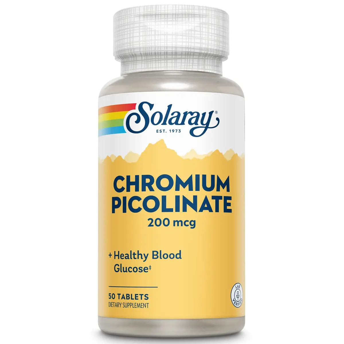 Solaray Chromium Picolinate Tablets 50ct | 200mcg Unflavored Mineral Supplement - main product image