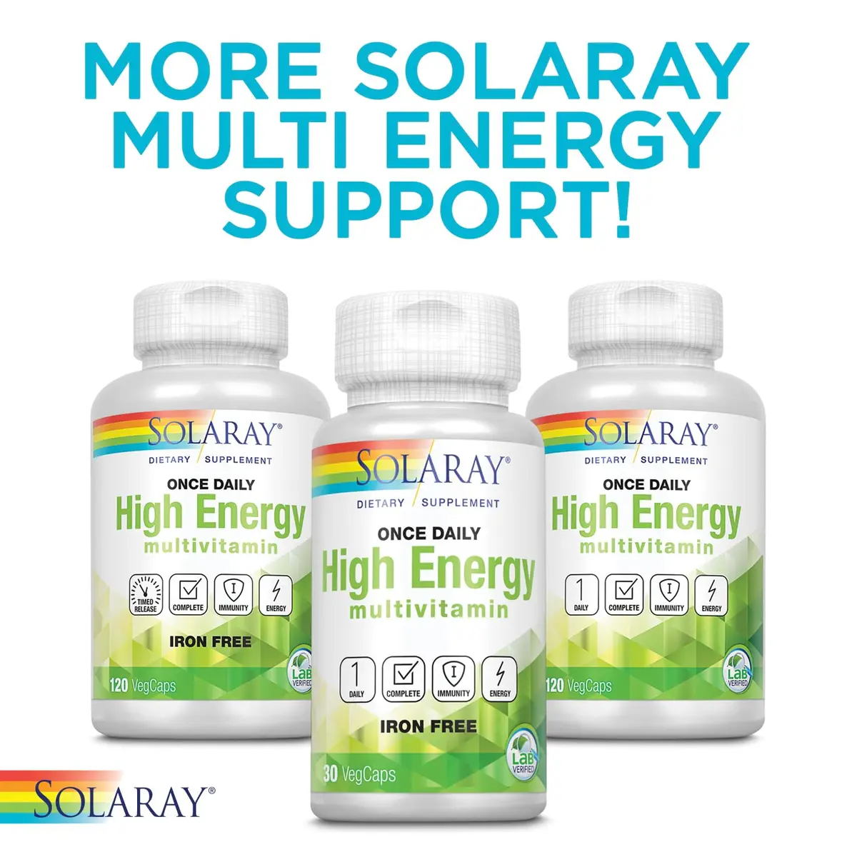 SOLARAY Twice Daily Multi Energy Multivitamin 60ct | Complete, Iron-Free, Non-GMO for Immune & Energy Support - view 5