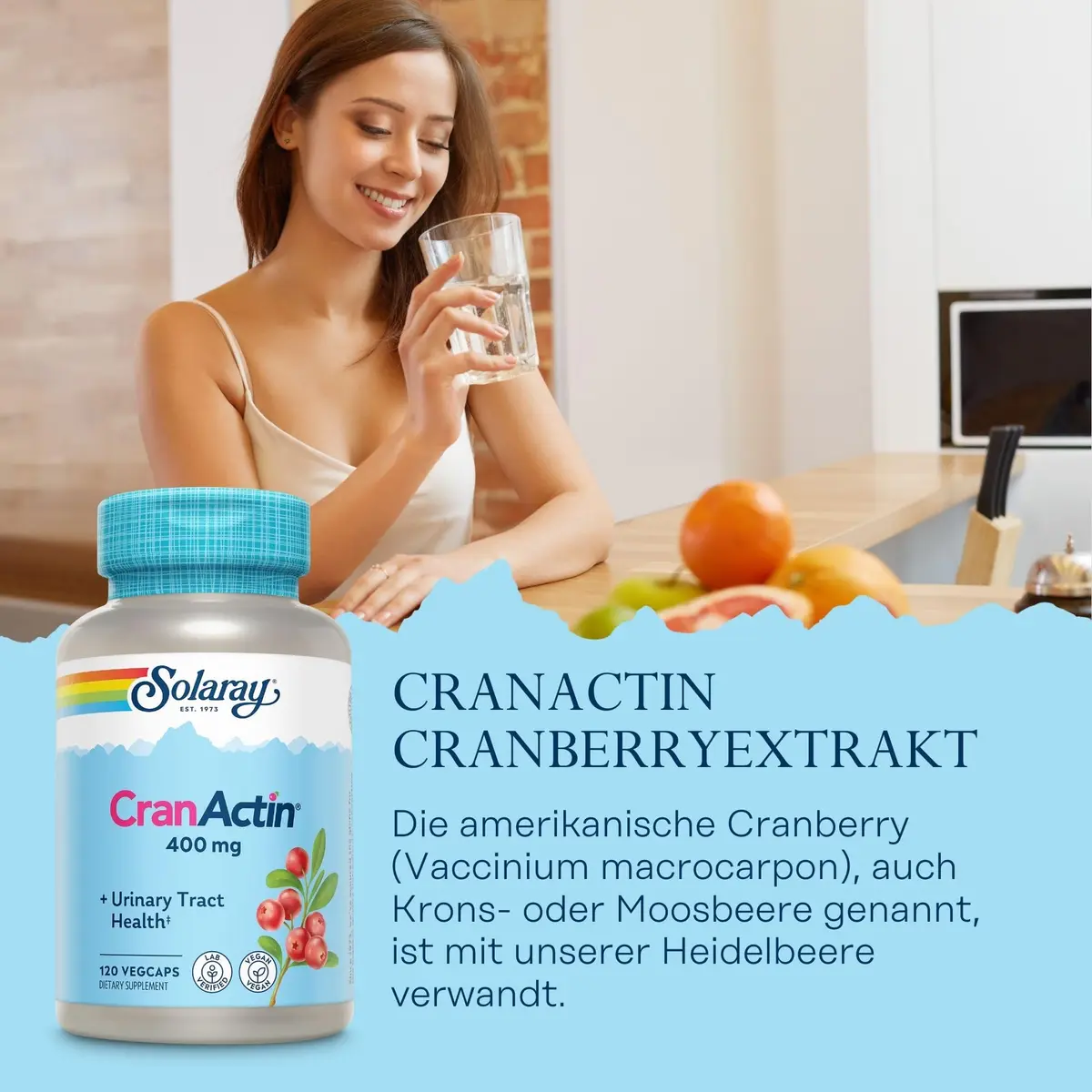 SOLARAY CranActin Cranberry Extract 400 mg | Urinary & Bladder Support, Vegan, 120 VegCaps - view 2