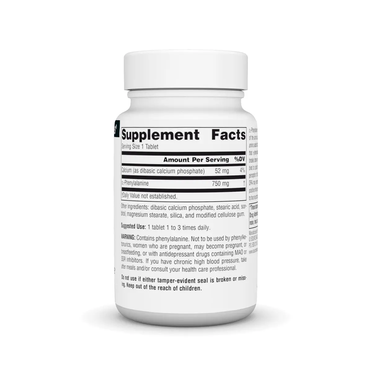 Source Naturals DLPA DL-Phenylalanine 750 mg | Supports Endorphin Levels & Alertness - view 2