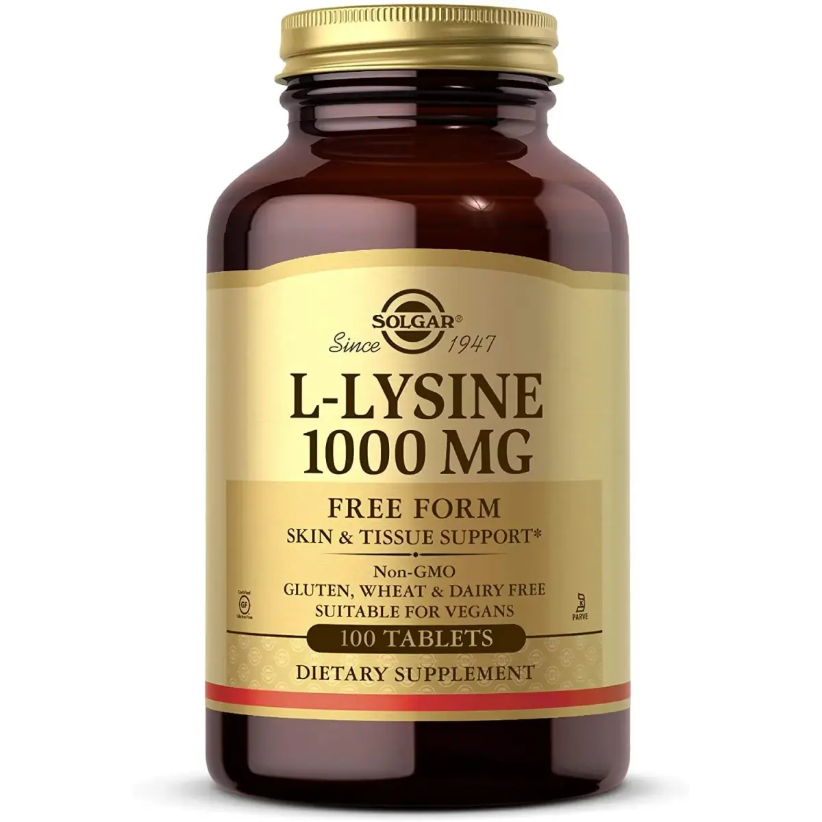 Solgar L-Lysine 1000 mg Tablets, 100 Count (100 Servings) | Supports Healthy Skin Tissue & Collagen Production - main product image
