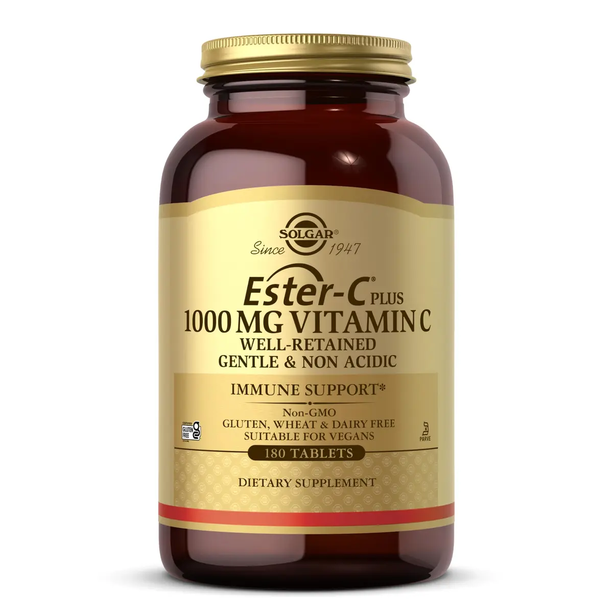 Solgar Ester-C Plus 1000 mg Vitamin C (Ascorbate Ester), 180 Tablets | Gentle, Non-Acidic & Immune Support - main product image