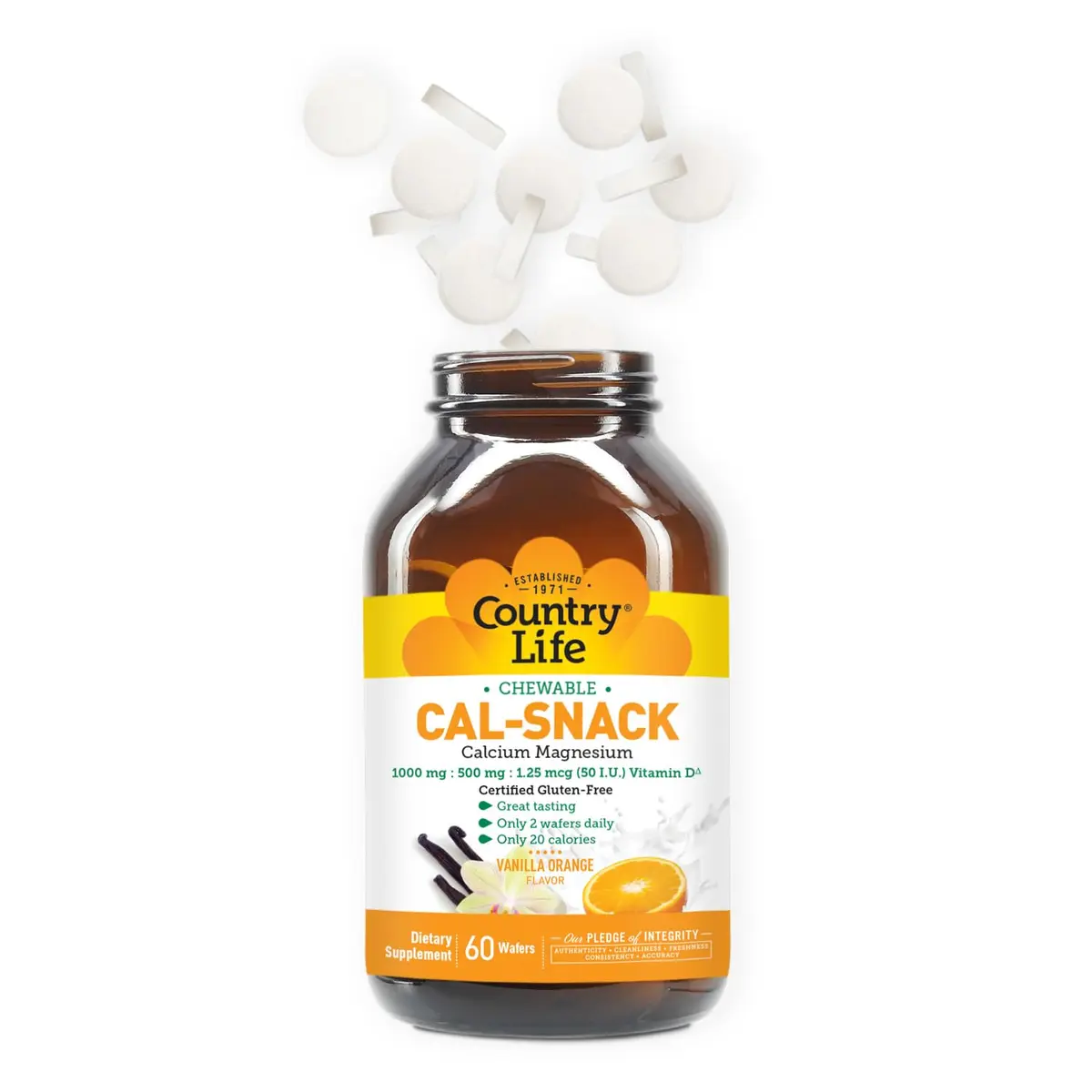 Country Life Cal-Snack Calcium Magnesium with Vitamin D, 60 Wafers | Gluten-Free Vegan Supplement for Adults - view 6