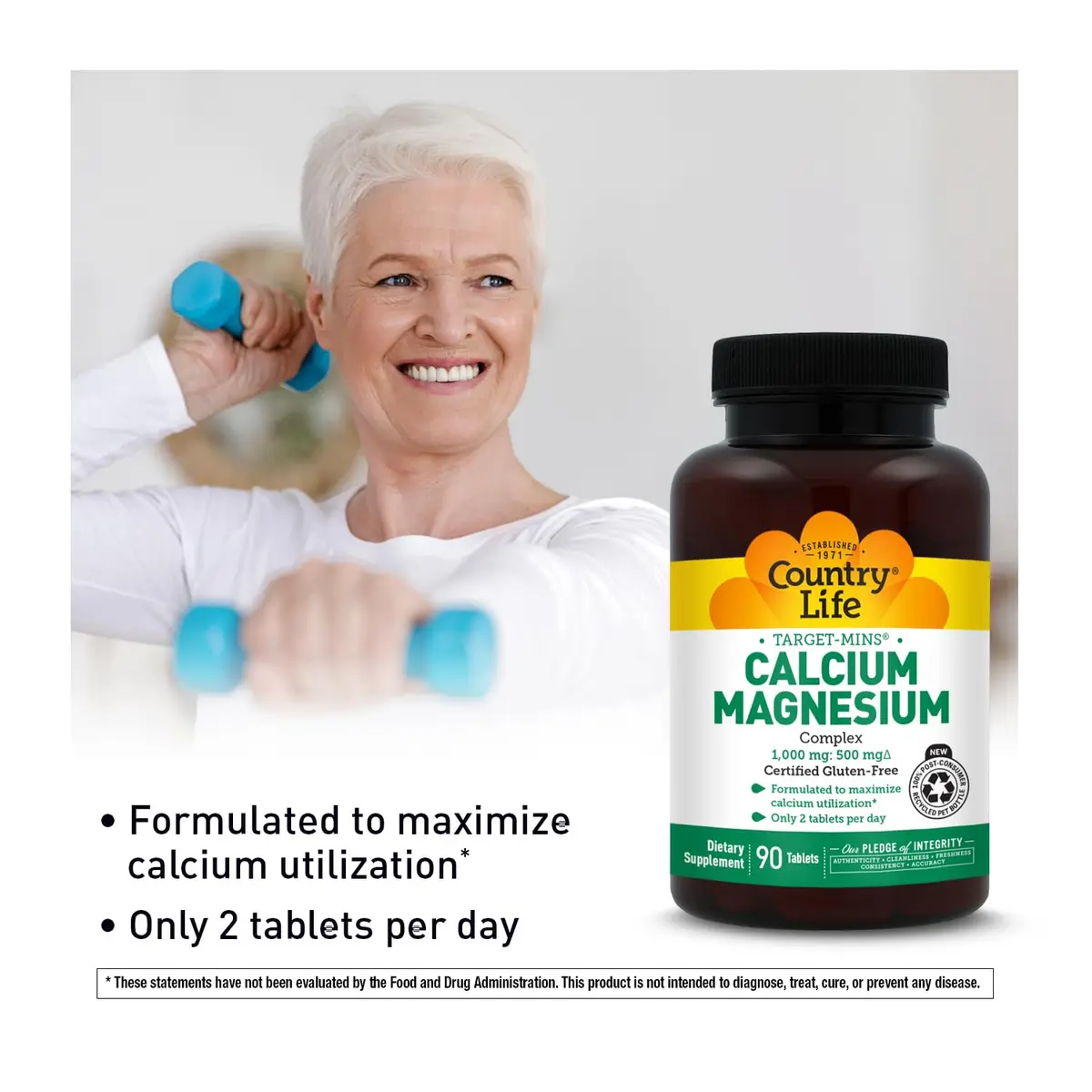 Country Life Target-Mins Calcium Magnesium Complex, 90 Tablets | Supports Bone & Mineral Health - view 3