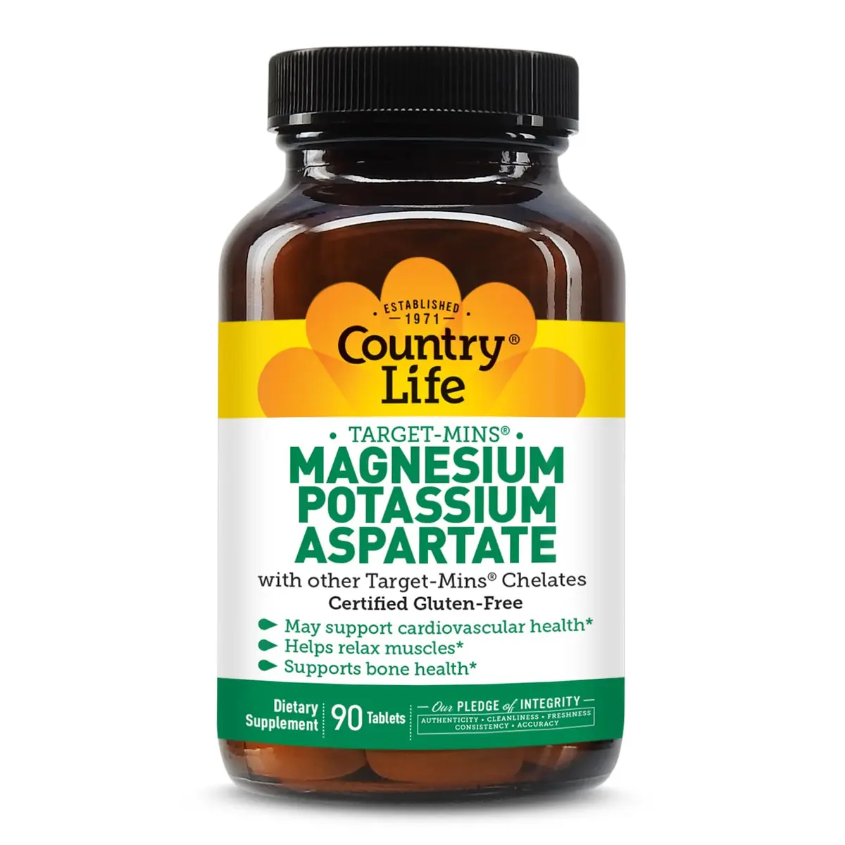 Country Life Target-Mins Magnesium Potassium Aspartate 90 Vegan Tablets | Supports Heart & Muscle Health - main product image