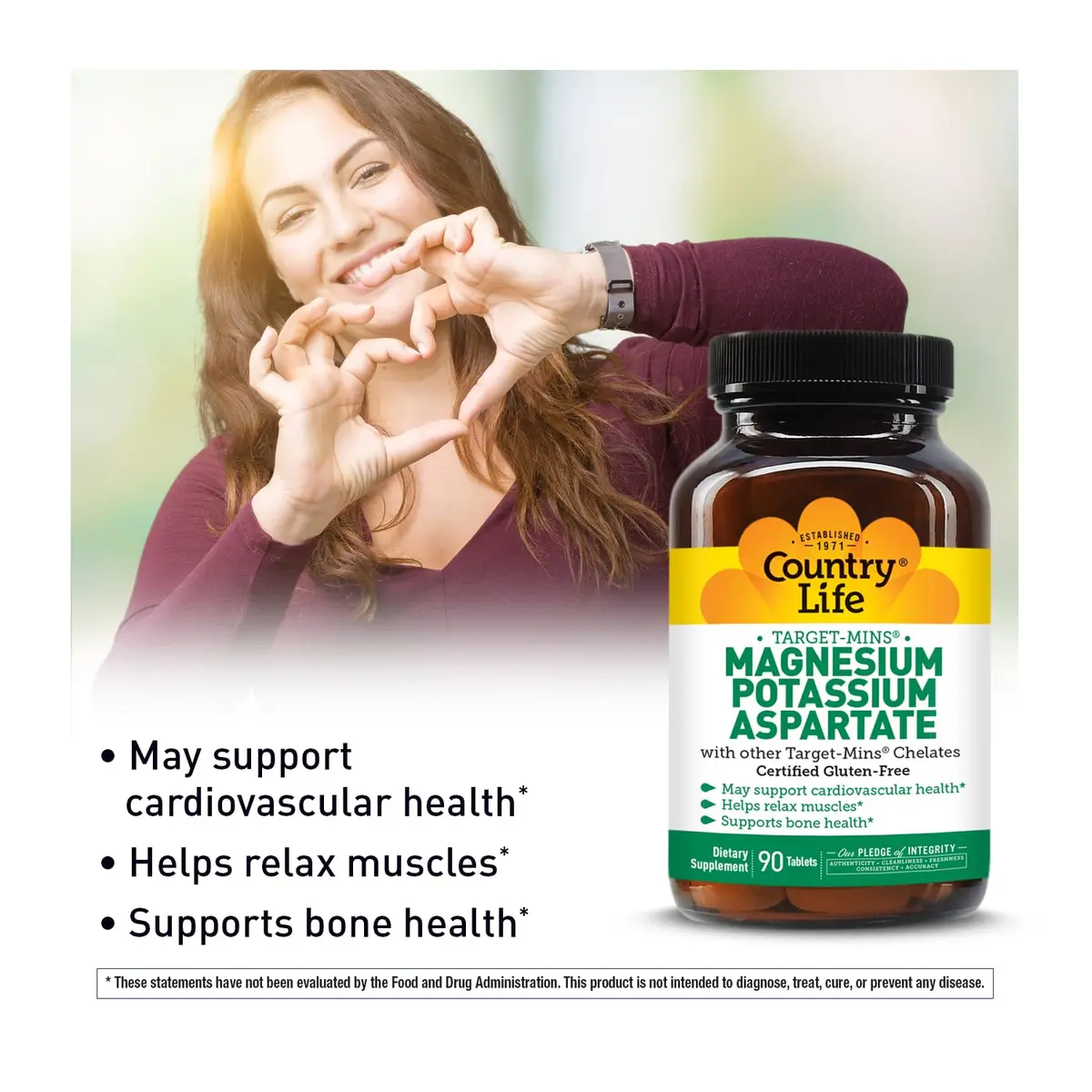 Country Life Target-Mins Magnesium Potassium Aspartate 90 Vegan Tablets | Supports Heart & Muscle Health - view 2