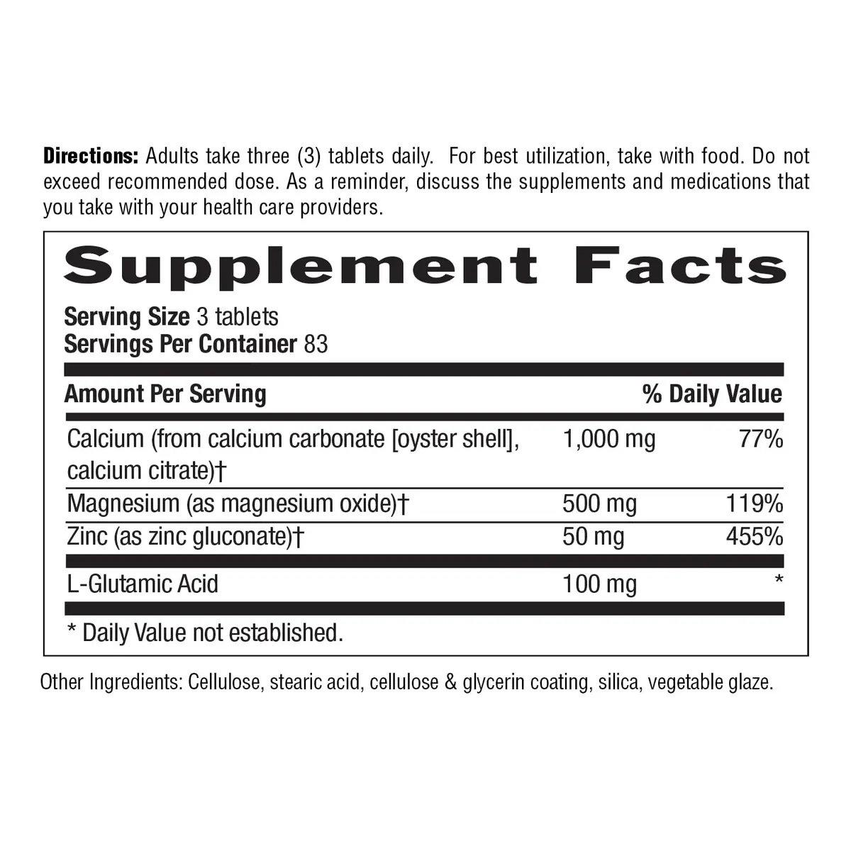 Country Life Calcium Magnesium Zinc with L-Glutamic Acid 250 Tablets | Bone & Muscle Support - view 7