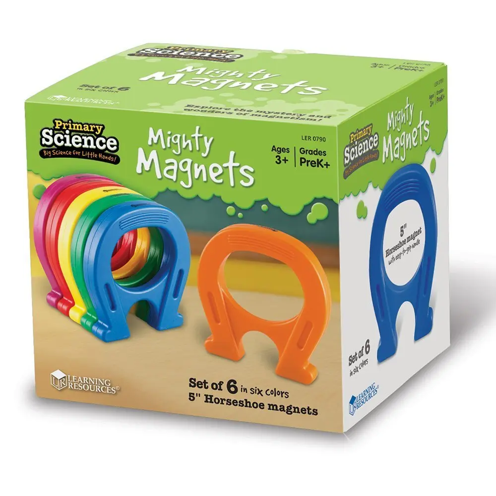 Learning Resources Primary Science Mighty Magnets, Set of 6 | Colorful Horseshoe Magnets for Kids 5+ - main product image