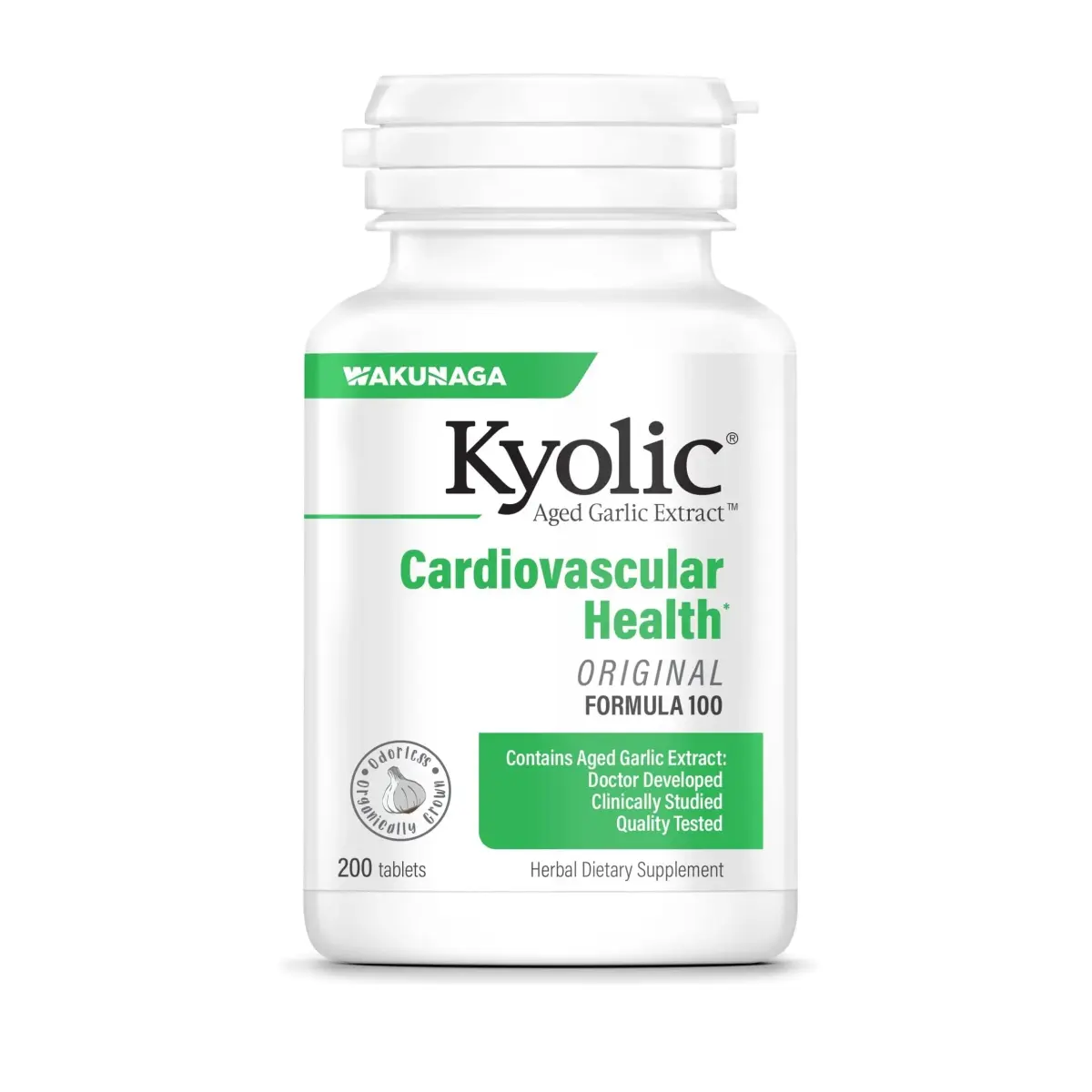 Kyolic Aged Garlic Extract Cardiovascular Health Formula 100, 200 Tablets | Supports Heart Health & Circulation - main product image