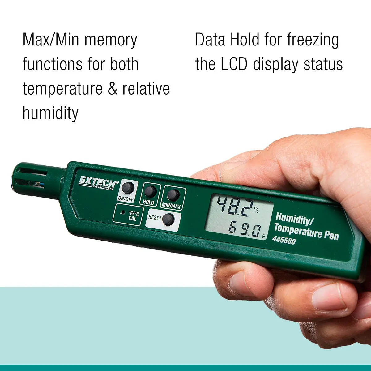 Extech Humidity and Temperature Pen, Compact Dual LCD, Fast Sensor - view 6